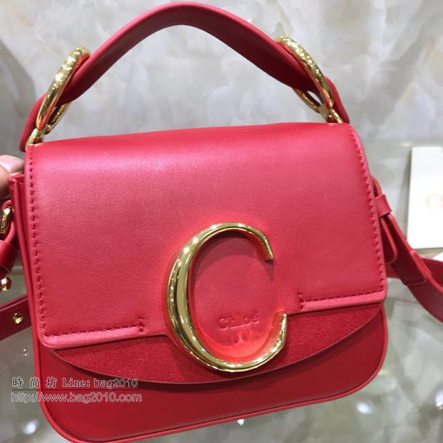 Chloe女包 克洛伊經典C bag小牛皮拼接麂皮包包 Chole手提肩背斜挎包  jjh1211